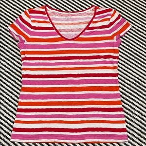 LOFT Multicolor Striped V-Neck Cotton Tee